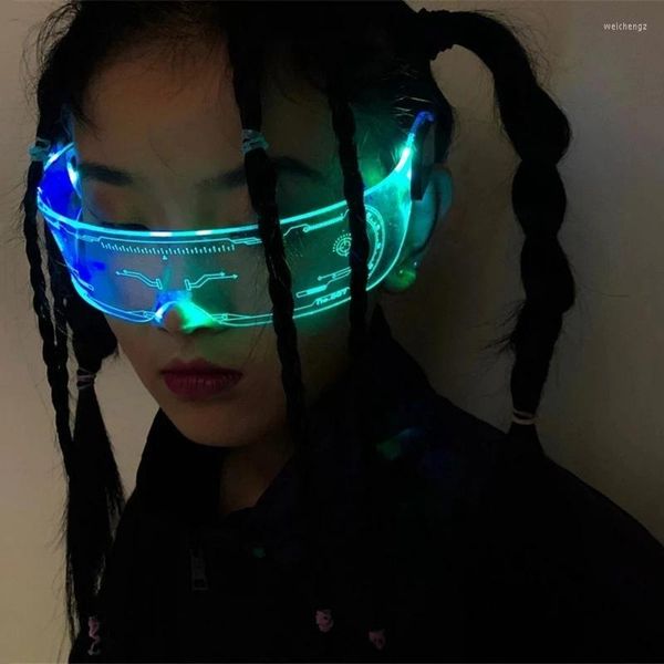

sunglasses led luminous vintage punk goggles men women fashion party christmas colorful light up glasses shades, White;black