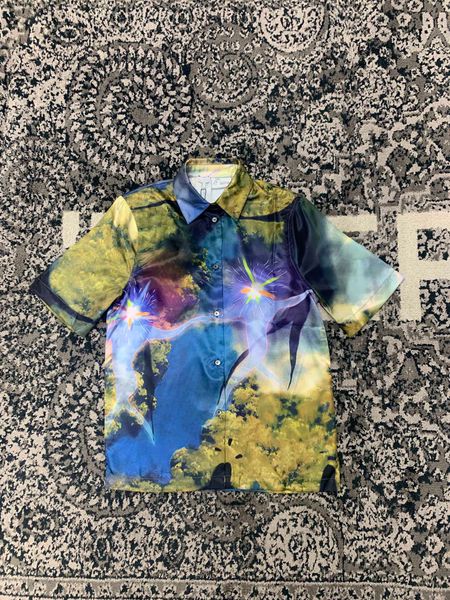 

summers 2023 new designer blouse fashion exquisite print design luxury loose single-breasted men shirts, White;black