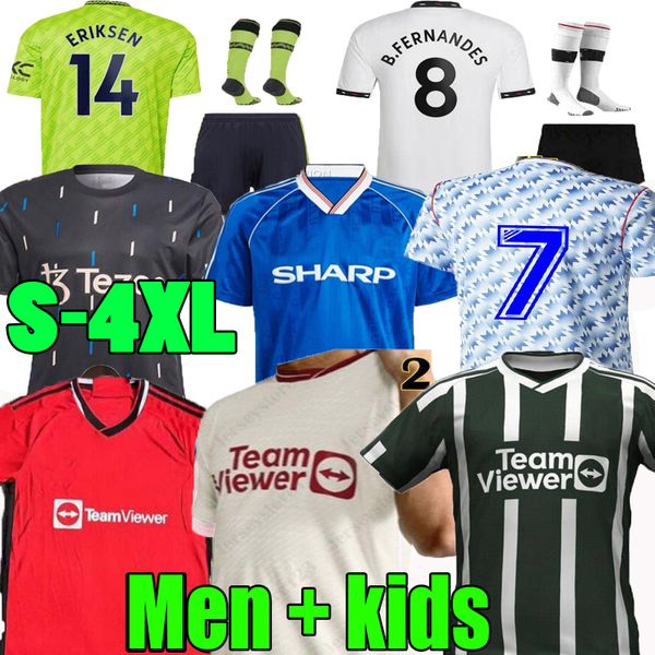 

xxxl 4xl sancho 23 24 soccer jerseys antony martinez rashford casemiro 2023 2024 away football shirt mans utds third martial 88 1990l, White;black