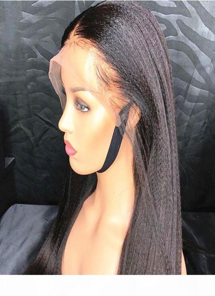 

light yaki straight 13x6 lace frontal human hair wigs brazilian italian yaki wig 826039039 remy silk human hair wigs wi5671648, Black;brown