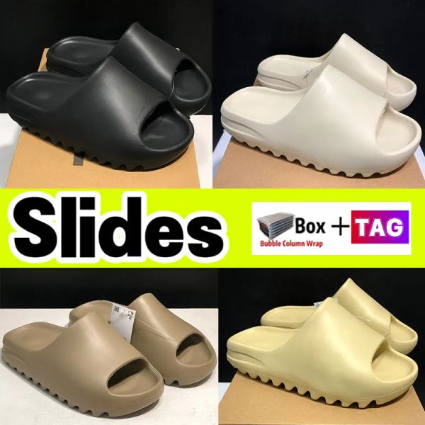 

west slippers men women designer shoes foam runners kw slides cool beach slide with original box flat slipper summer mens womens sandals, Black