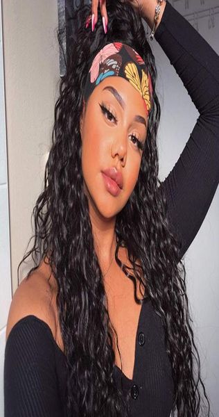 

water wave headband glueless wig human hair wigs remy brazilian full machine made wig for women4119004, Black;brown