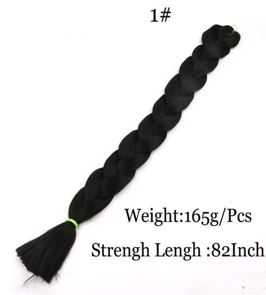 

synthetic braiding hair jumbo braids hair bulk 82inch 165g crochet synthetic hair extensions in stock1713247, Black