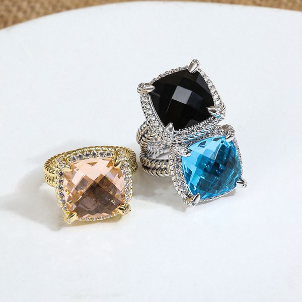 

14mm cz statement ring trendy white gold plated 4 prong setting ring jewelry for women, Silver