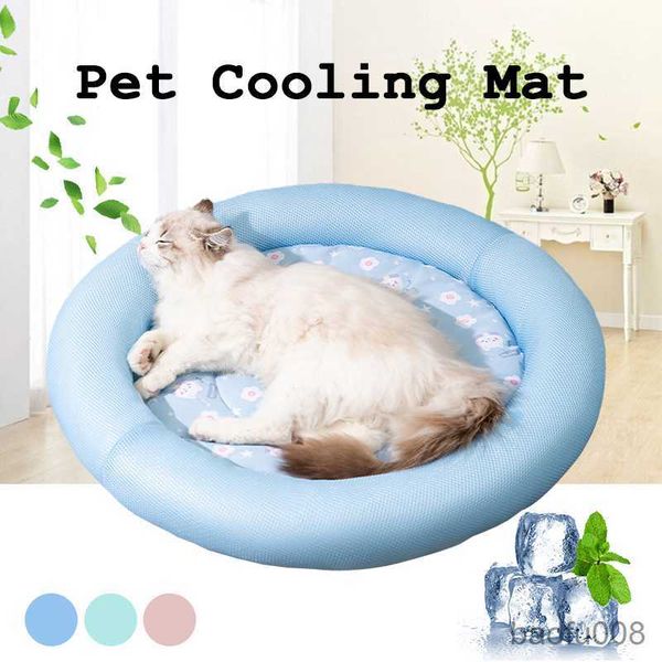 

cat carriers houses round pet cat mat summer cooling mat ice pad cat sleeping for small medium cats breathable cold silk cat bed r230608