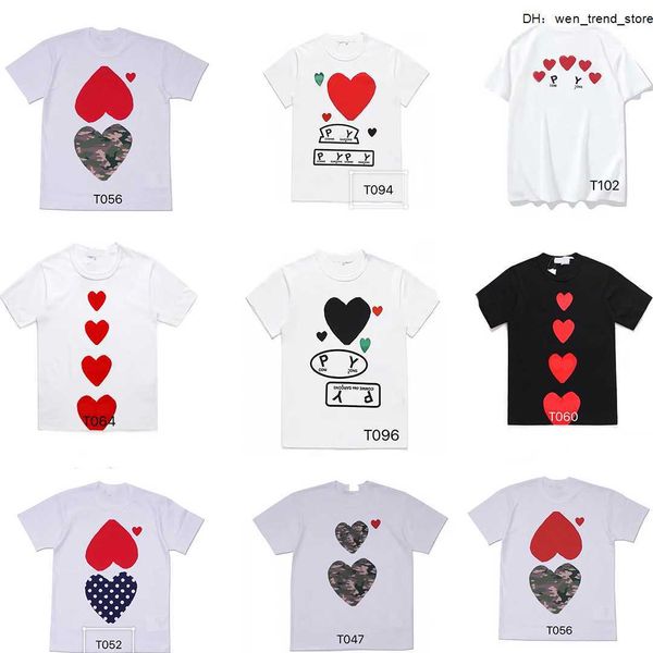 

play designer men's t shirts cdg brand small red heart badge casual polo shirt clothing g8jy, White;black