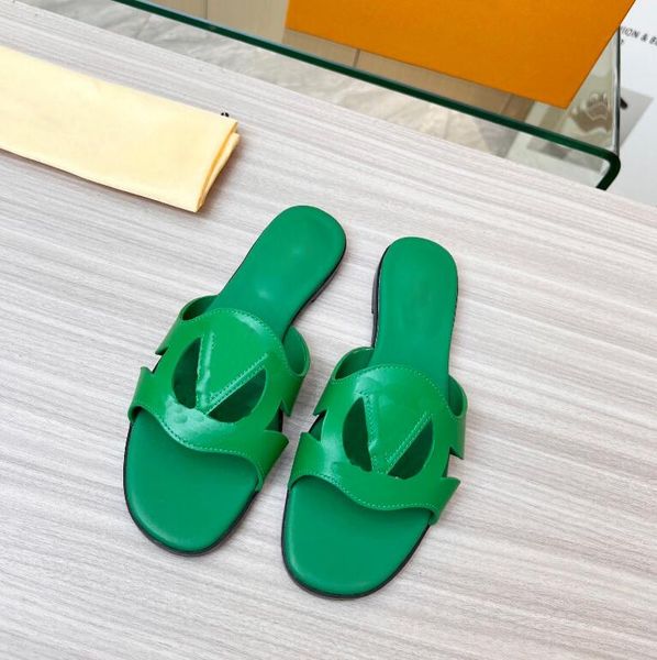 

isola flat mule slippers women calf leather outsole slides circle signature fashioned soft calfskin wide front strap beach sandals with box, Black