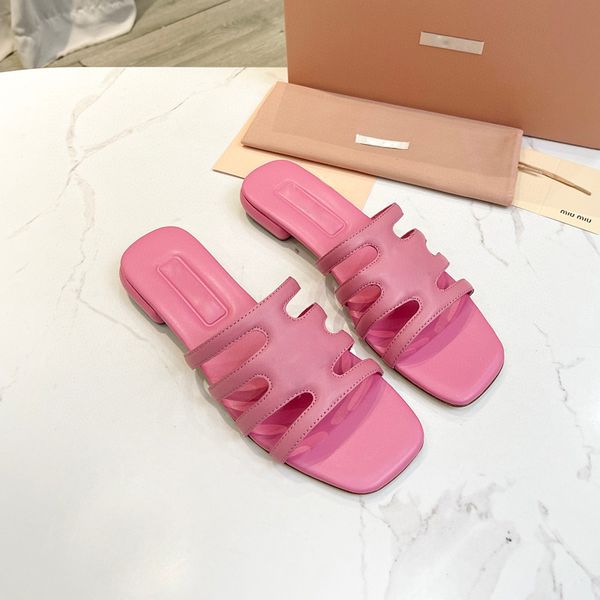 

womens slippers flat low heels sandals lambskin slip on slides ladies designer square toes mules outdoor girls beach shoe classic white gril, Black