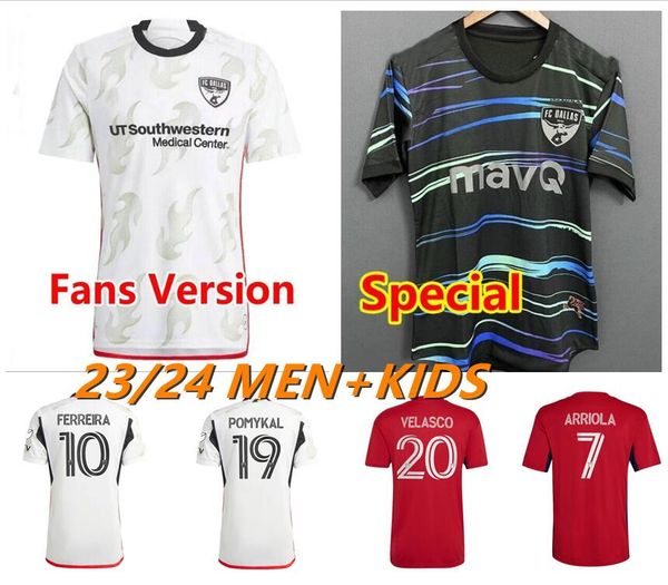 

2023 fc''dallas soccer jerseys arriola pomykal ferreira 23 24 home away obrian velasco ntsabeleng football shirt jimenez lletget m, Black;yellow
