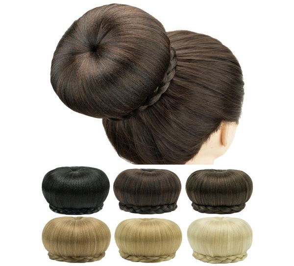 

synthetic wigs soowee large size synthetic hair clip in hair braided chignon donut roller hairpiece hair bun scrunchies for women 8547838, Black