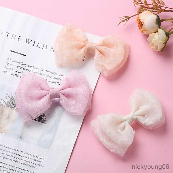 

hair accessories baby bow clips mesh girls princess for children hairpin vintage infant color barrette kids headwear r230608, Slivery;white