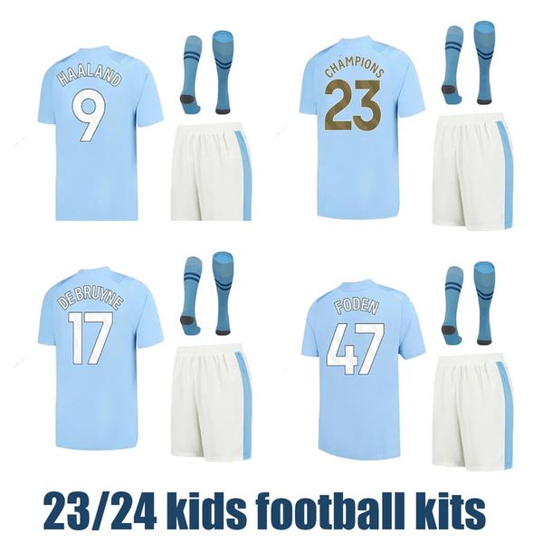 

2023 2024 haaland football jersey mans cities kids football kits de bruyne foden 22 23 24 new grealish sterling mahrez soccer jerseys top, Black;yellow