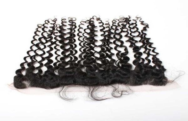 

mongolian deep curl 132quot lace frontal closure human hair deep curly lace frontal closure with baby hair1881483, Black;brown