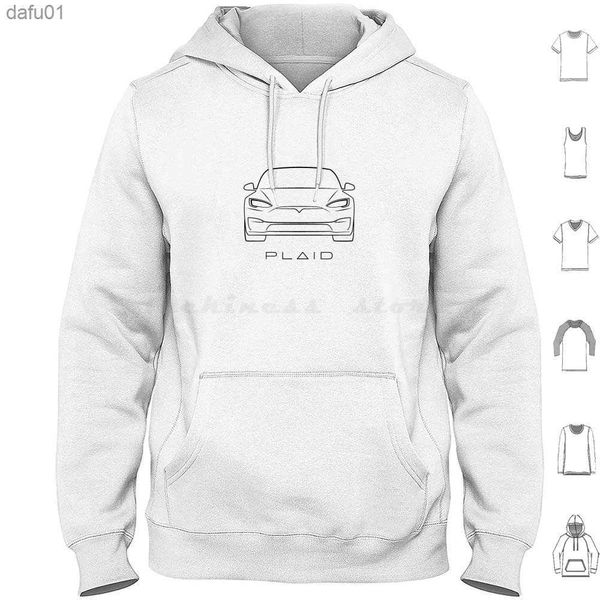 

tesla plaid silhouette #2 hoodie cotton long sleeve tesla model s tesla s tesla model s tesla event elon musk l230520, Black