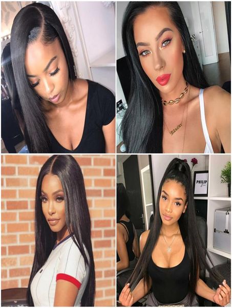 

13x4 straight malaysian lace frontal human hair wigs for black women remy hair wig with baby hair natural hairline8918420