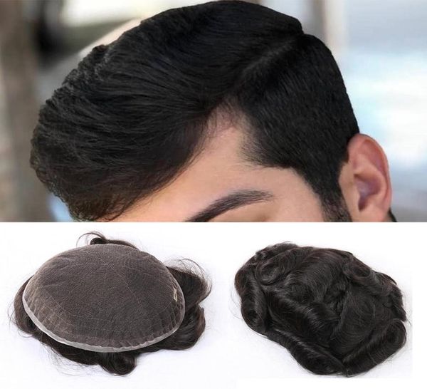 

men039s wig super fine swiss lace men toupee 8x10 inches brazilian human hair prosthetic male wigs 7803812, Black