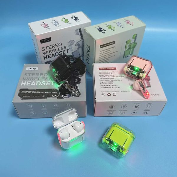 

new tm10 tws bluetooth earphones wireless bluetooth headset hifi stereo earbuds noise reduction transparent sport waterproof headphones