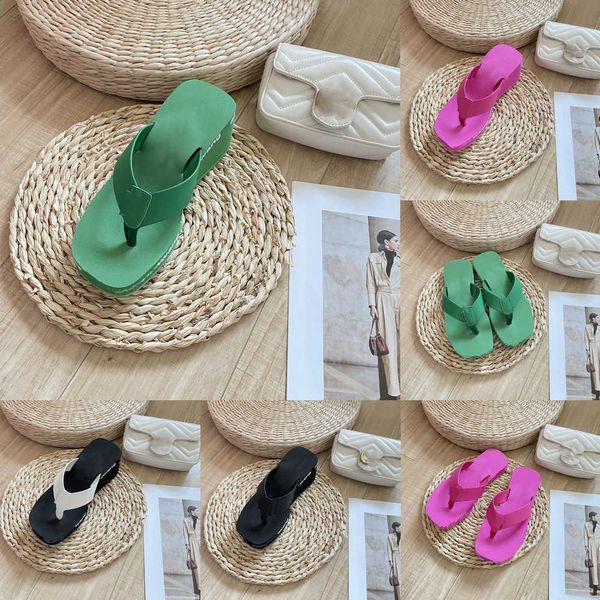 

designer alex leather thong wedge slippers sandals aw wang slides platform sandals and mules for women height increasing flip flops summer b, Black