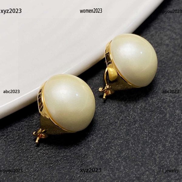 

earrings designer for women white hemispherical shape jewelry fashion logo gravure printing ear studs #including brand box new arrival, Golden;silver