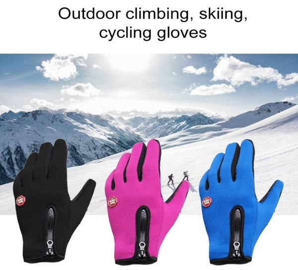 

touch screen windproof outdoor sport gloves men women winter fleece thermal warm running gloves antislip cyclin3375829, Black