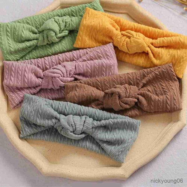 

hair accessories new fashion waffle cable knit knot baby headbands newborn elastic hairbands ribbed headband r230608, Slivery;white