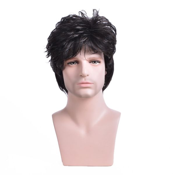 

men's mixed color wavy hair wigs variety of styles instant transformation for refined and trendy look premium quality, Black