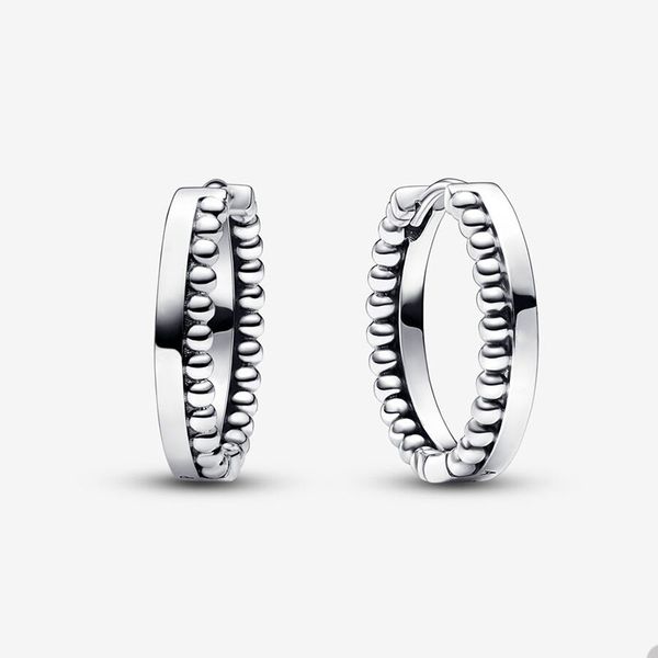 

925 sterling silver signature beads hoop earrings for pandora wedding party earring set designer jewelry for women girlfriend gift earring w, Golden;silver