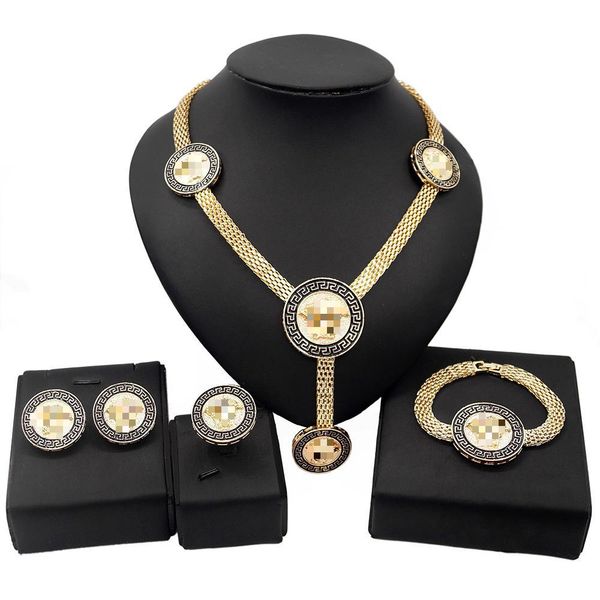 

exquisite fashion designer jewellery lady necklace earrings bangle ring jewelry sets, Black