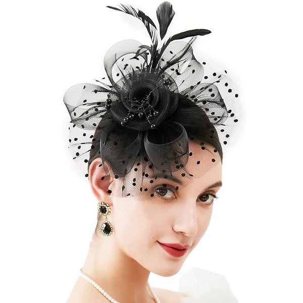 

vintage mesh headwear bridal hair accessories feather headflower women's hair accessories, White