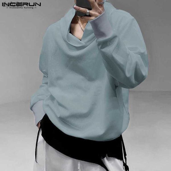

2023 men hoodies solid color hooded long sleeve loose casual pullovers streetwear fashion leisure men sweatshirts s-5xl incerun l230520, Black