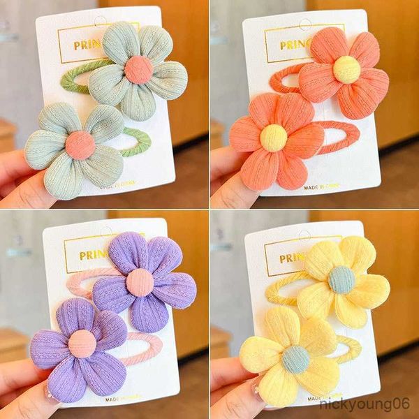 

hair accessories set children's cute fabric flower pair clip girl hairpin temperament baby headdress wholesale r230608, Slivery;white