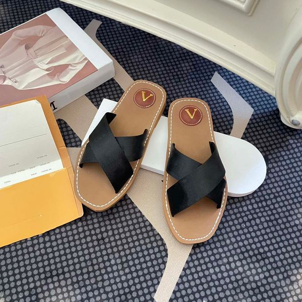 

cross strap sandals slippers for women versatile for summer outings comfortable for vacations semi trailer straw woven thick sole lazy slipp, Black