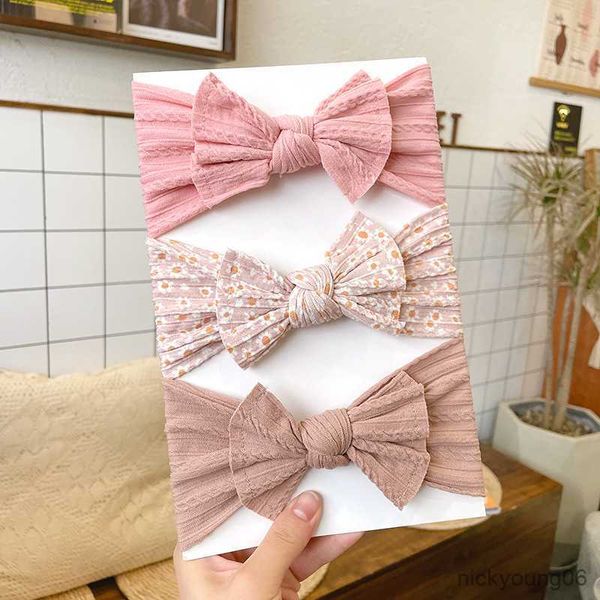 

hair accessories 3pcs/lot new baby headbands rib bow elastic soft newborn for girl children turban infant kids r230608, Slivery;white