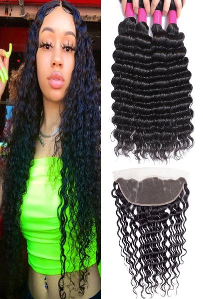 

9a remy brazilian virgin hair bundles with closures 13x4 ear to ear lace frontal closure body wave straight loose wave curly deep 6329272, Black;brown