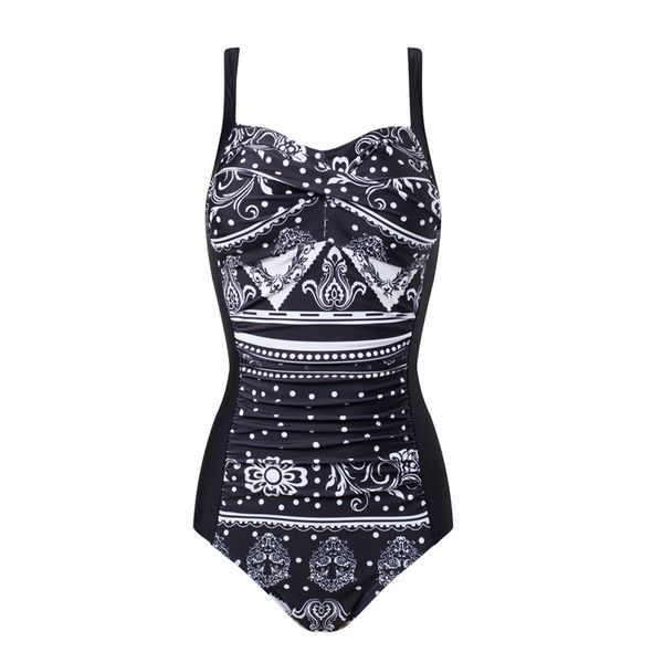 

high cut women's swimsuit vintage print one piece swimwear women 2023 monokini bathing suit push up beachwear bikini, White;black