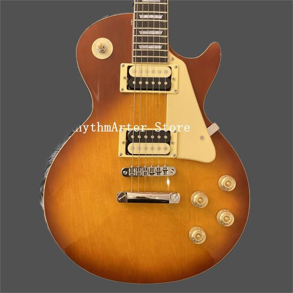 

custom electric guitar, solid wood body, sunrise finish, mahogany fingerboard, shipping binding, ing