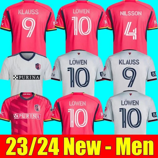 

2023 2024 st.  ouis city soccer jerseys mls home away st louis''red' sc white nilsson 4 klauss 9 nelson gioacchini vassilev, Black;yellow
