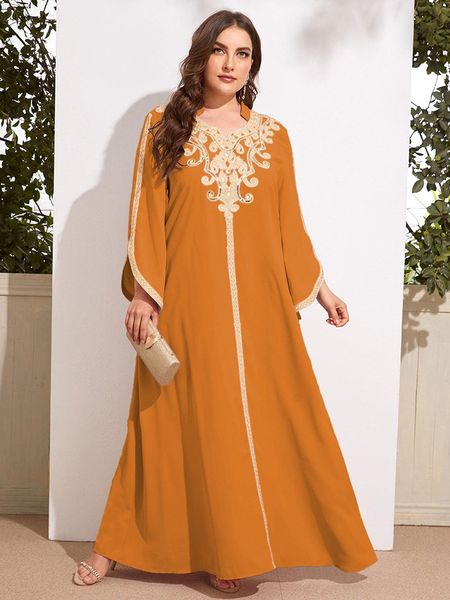 

women elegant plus size maxi dresses 2023 new spring luxury long sleeve muslim turkish abaya evening party robe clothing, Red