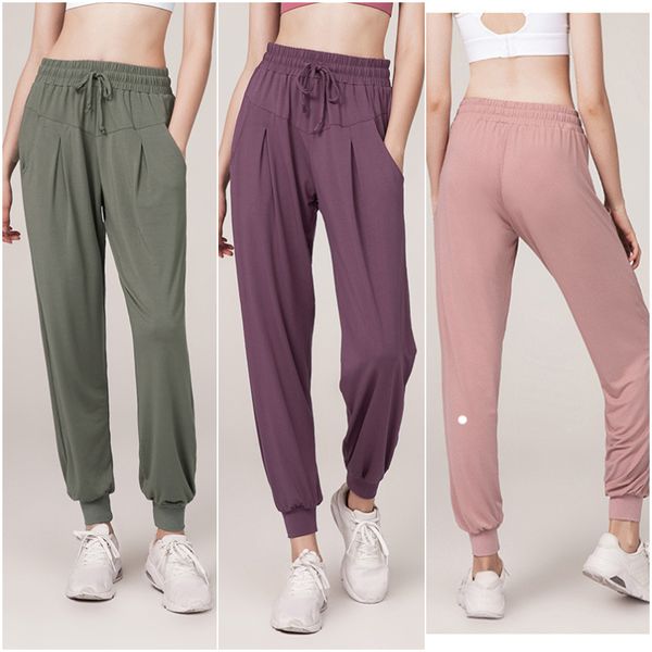 

ll-061 women's pilates trousers yoga loose pants excerise sport gym running trainer casual bunch long pant elastic high waist sportwear