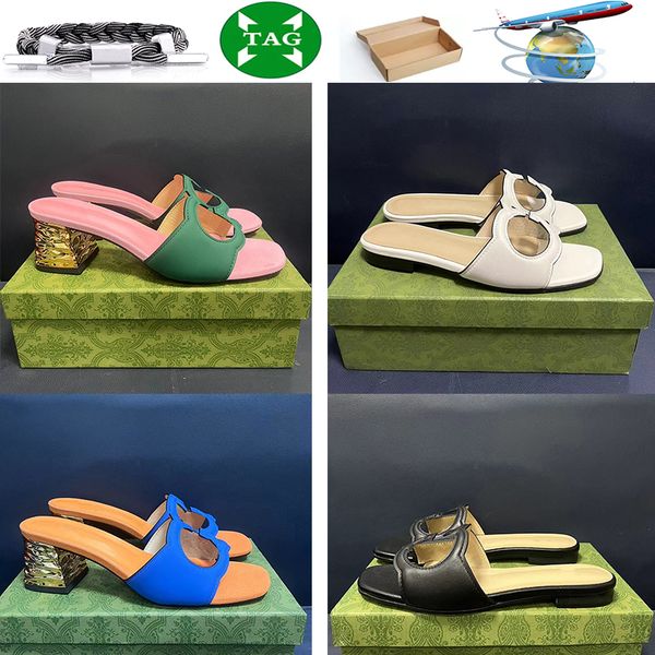 

fashion womens sandals double g slippers summer slide flip flops luxury flats printed jelly leather designer for woman oran sandal yellow bl, Black