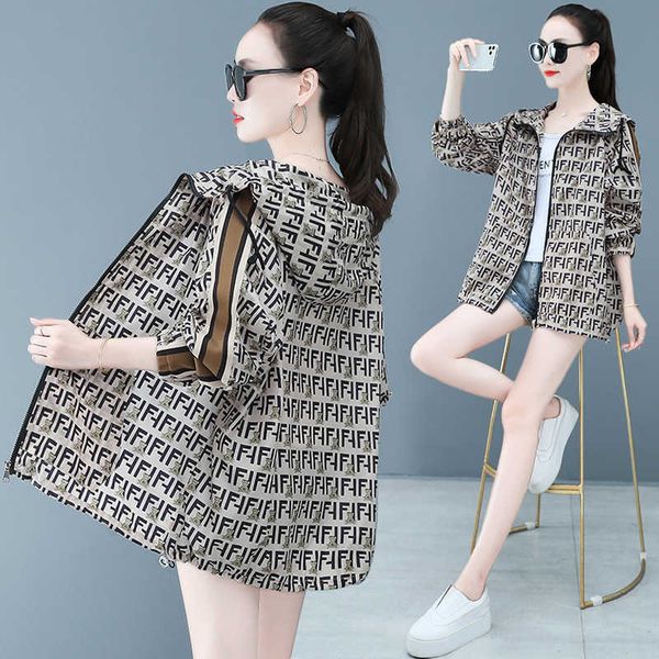 

sunscreen clothes women new summer fashion versatile loose casual uv breathable thin coat, Black;brown