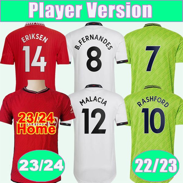 

2023 24 rashford sancho mens player soccer jerseys 22 23 maguire martinez b. fernandes martial greenwood eriksen fred varane shaw elanga hom, Black;yellow