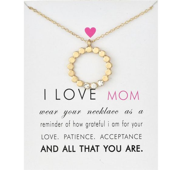 

i love mom circle pendant choker necklaces with card gold silver cz chain necklaces for women fashion jewelry for mother039s da9203678