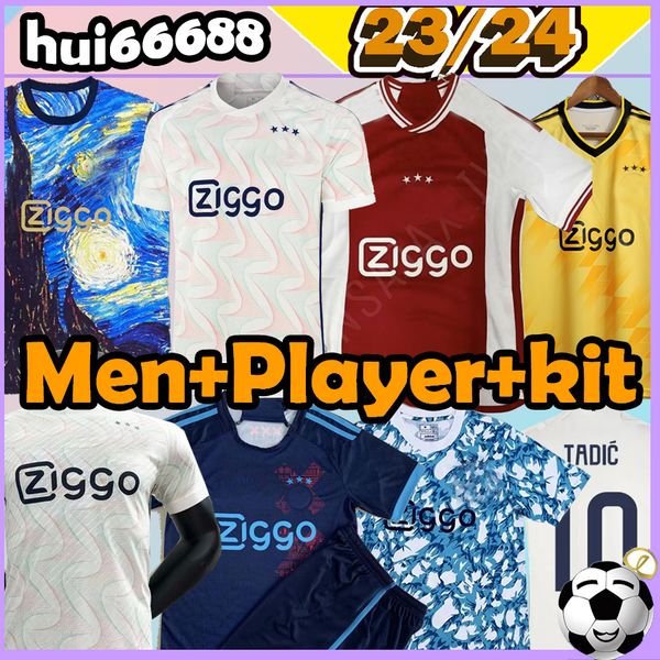 

23/24 tadic soccer jerseys alvarez klaassen bergwijn taylor brobbey lucca kudus berghuis f.conceicao ajas 2023 2024 fans player men kit kids, Black;yellow
