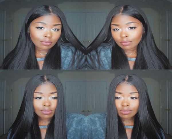 

hcdiva 134 lace fronta wigs brazliian virgin straight natural black pre plucked lace frontal wig 150 density 1234 inch 20213132970, Black;brown