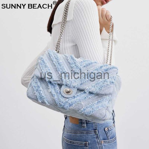 

evening bags fashion summer jeans denim bags shoulder crossbody handbags women canvas girl handbag casual chain designer tote bags j230608