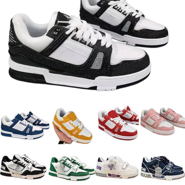 

2023 designer sneaker virgil trainer casual shoes calfskin leather abloh white green red blue letter overlays platform low velvet luxury men, Black