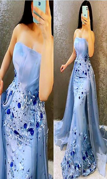 

2021 plus size arabic aso ebi lace beaded mermaid prom dresses strapless evening formal party second reception bridesmaid dre4361720, Black
