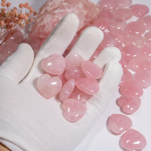 

crystal 8pcs/lot heart beads no hole rose crystal stone charms love 25mm natural for jewelry making