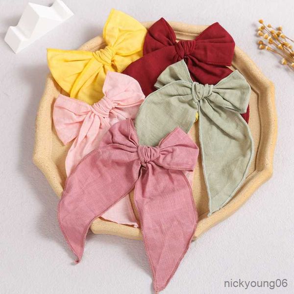 

hair accessories baby bow clips girls pin cotton hairpins for childrens long tail barrette party tiara hairgrips r230608, Slivery;white